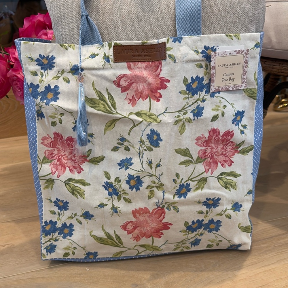 Laura Ashley canvas market tote bag gift Valentine’s Day floral